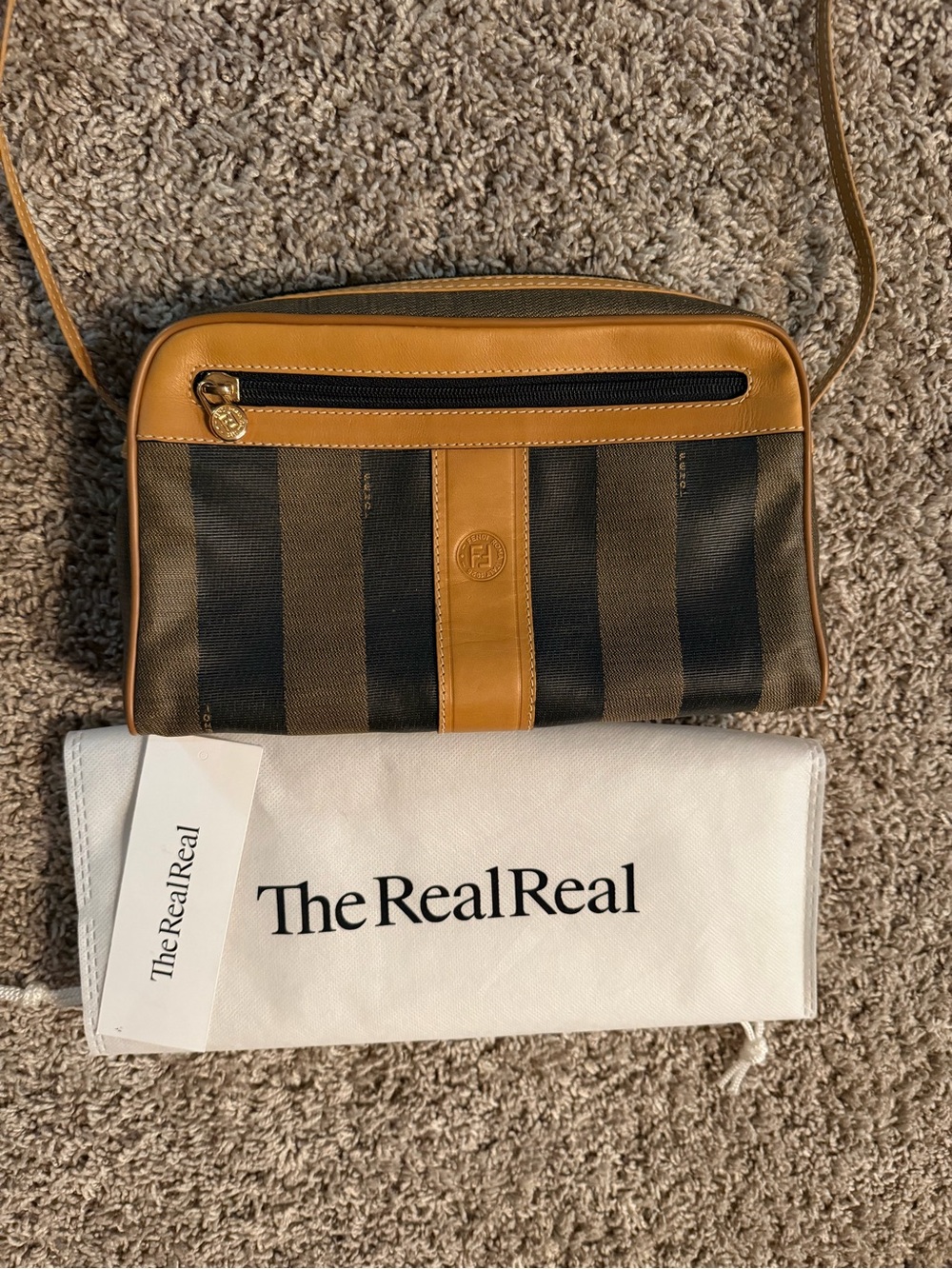 Vintage Fendi Pequin Stripe Crossbody-Authentic